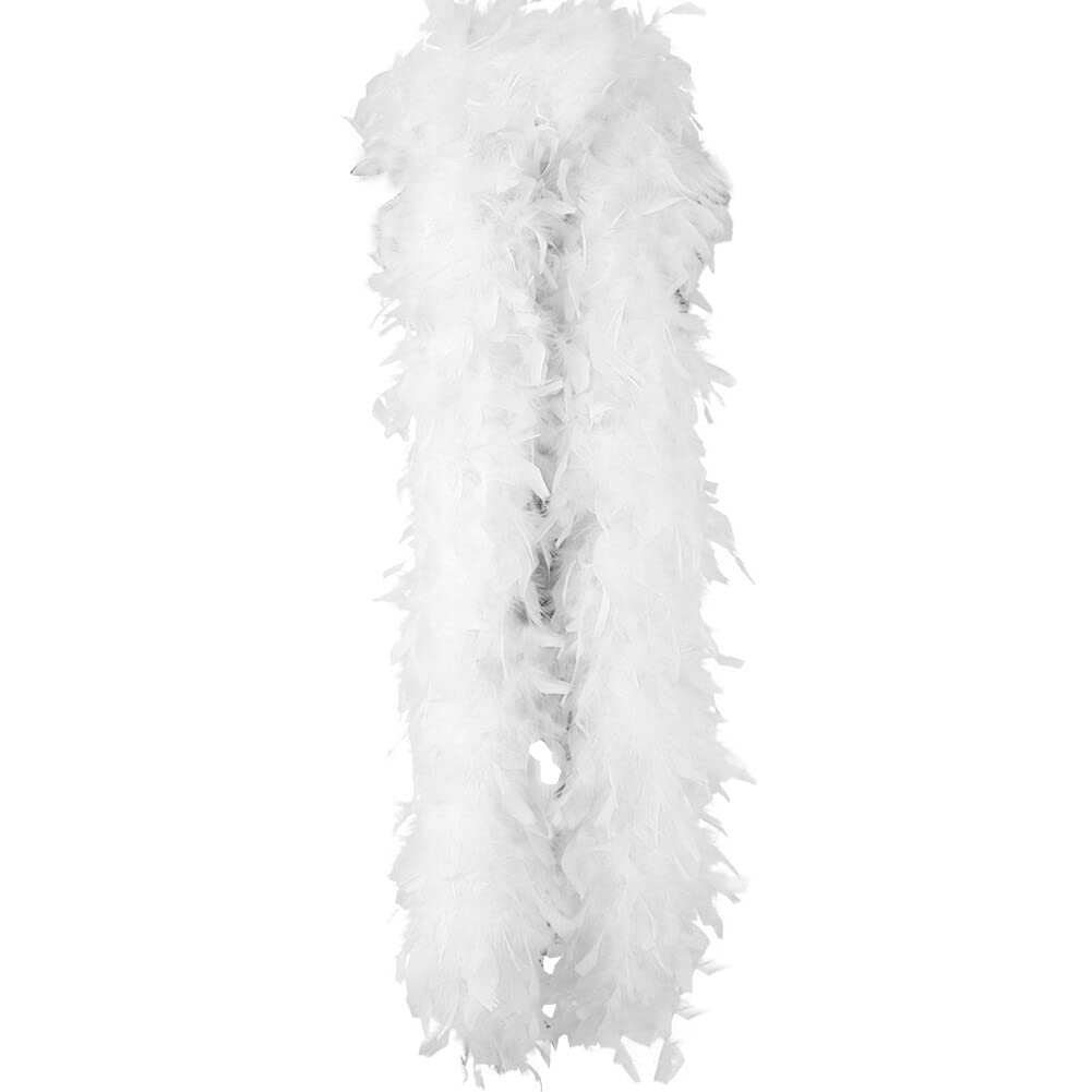 Uposao Women's Marabou Feather Boa, 2m Christmas Boa Turkey Feather Boa Fluffy Feather Scarf for Crafts Wedding Party Christmas Tree Decoration, 90g