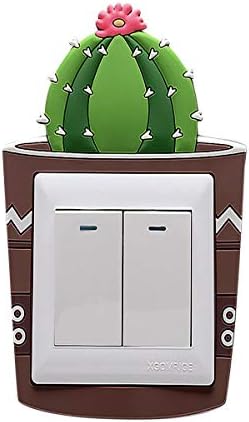 Vertily Luminous Cactus Switch Sticker Fluorescent Cartoon Light Switch Decor Decals Cute Plant Wall Stickers Light Switch Decor Decals Vinyl Wall Stickers Art Mural Baby Nursery Room Decoration