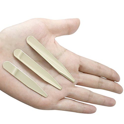 Jovivi Personalized Custom 6pcs Stainless Steel Silver Collar Stays for Mens Dress Shirt,3 Sizes Set (2.5",2.75",3")
