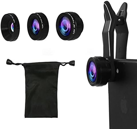 Universal Professional HD Camera Lens, icyber cellphone camera lens with 230°Fish Eye Lens Wide Angle Lens Macro Lens 3 in 1 Camera Lens Kits for iPhone 7 6 6s plus 5 5s 5c 4s ipad Samsung S8/S7/S6