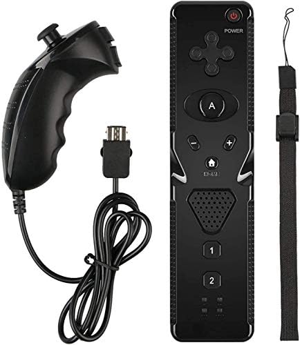 Trenzado Wiiリモコン プラス Wii コントローラー セット ヌンチャク 振動 スピーカー Wiiu 黒 再販ご予約限定送料無料 拡張ユニット Cmosセンサー 3軸加速度センサー 対応