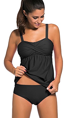 Zalalus Women's Summer Swimwear Underwire Tankini Top and Bottom Set Swimsuit