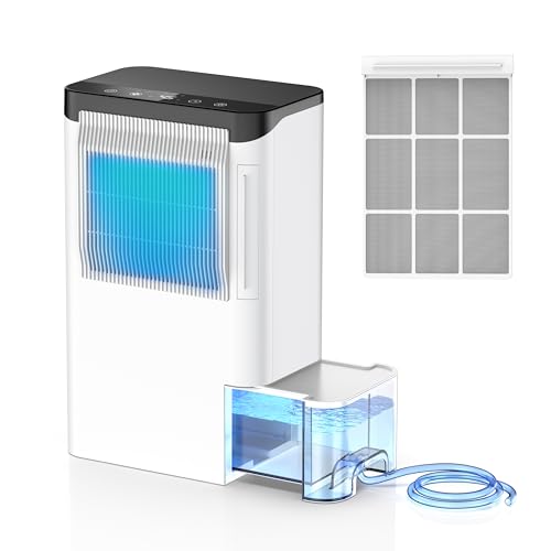 Dehumidifiers for Home 1500 Sq.Ft, 2.5L Tank, 35dB Quiet, New Rotary Technology Dehumidifier with Drain Hose, Works Down to 1°C/34°F, Auto Shutoff, Ideal for Basement Bedroom Bathroom RV Closet