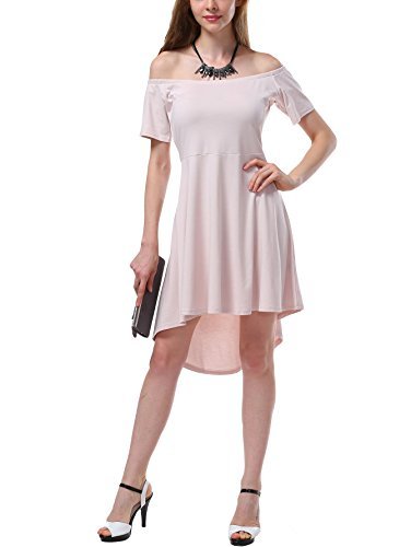 Angelady Women Sexy Off Shoulder Sleeve Flared Swing Party Skater Summer Dress