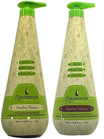 Macadamia Oil Natural Smoothing Shampoo and Conditioner 33.8 oz DUO SET + 2 Free Samples. Color Safe, No added Sulfates. Paraben Free.