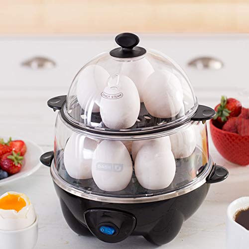 DASH DEC012BK Deluxe Rapid Egg Cooker Electric for Hard Boiled, Poached