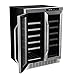 EdgeStar 36 Bottle Built-In Dual Zone French Door Wine Cooler - Black/Stainless Steel