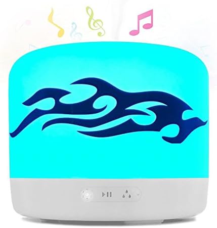 Music Essential Oil Diffuser,500mL Ultrasonic Cool Mist Aromatherapy Humidifier with 2000mAh Wireless Bluetooth Speaker and 7 Color LED Lights for Large Room