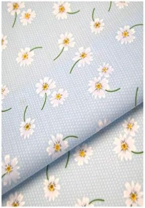 Daisy Polka Dots Fabric Floral Dotty Spotty Spots Sky Blue (Fat Quarter)