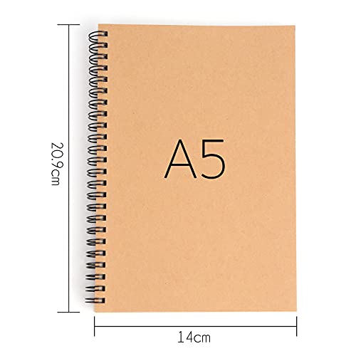 HAKACC A5 Spirale Notizblock, 4 Stück Klein Notizbuch 80 Blatt Notizheft Skizzenblock Journal Tagebuch Schreibblock Zeichenblock