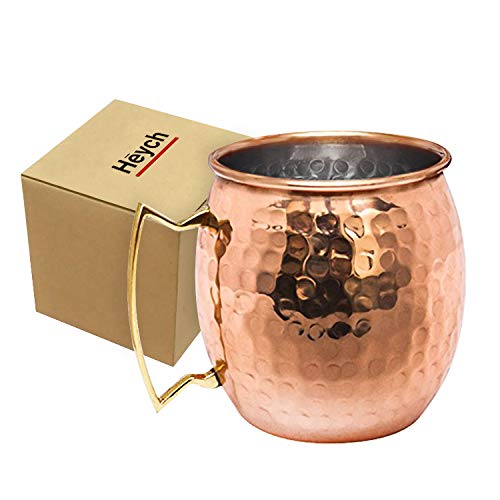 Heych 1 STK. Moscow Mule Kupferbecher COPPLI, gehämmert und handgefertigt (Kupfer und Edelstahl), ideal für kalte oder…