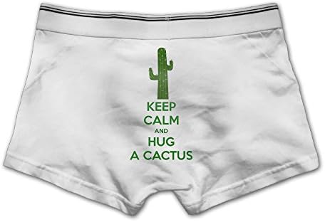 DACHEN Men's Performance Keep Calm And Hug A Cactus Cotton Boxer Brief Underwear XL White