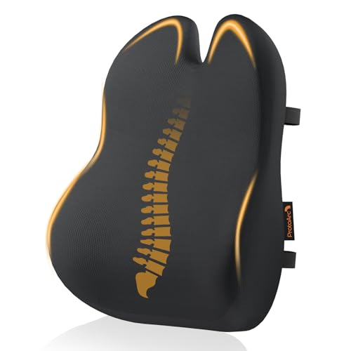 Ergonomisches RückenKissen aus Memory Foam, Lendenkissen für Bürostuhl Autositz und Schreibtischstuhl, Lendenwirbelkissen Atmungsaktiv, Rückenstütze mit Verstellbare Doppelriemen, Schwarz