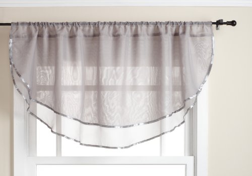 Stylemaster Elegance Sheer Voile Ascot Valance, 60" x 24", Silver