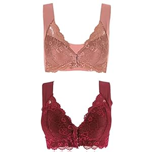 2PCS-Igniteg Bra-Ultimate Lift Stretch, Front Closure, Beauty Back Sora Pattern Bra for Women (5XL,Red+Pink)