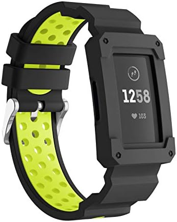 KisFace Accessaries for Charge 3 Bands,Classic Anti Impact Design with Sillicone Rugged Protective Frame Case for Fitbit Charge 3 Wristband