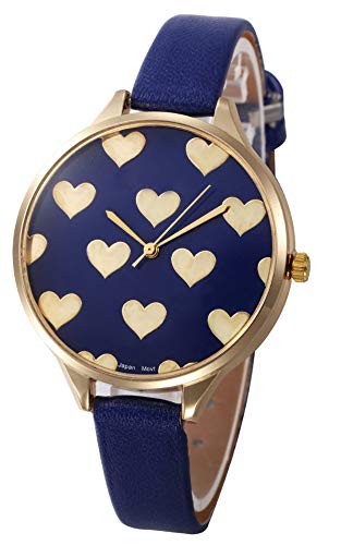 Shocknshop Analogue Love Heart Dial Quartz Movement Wrist Watch for Girl's & Woman -Watch153 (Blue)