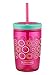 Rubbermaid Straw Kids Tumbler, 16 oz, Tart Pink with Round and Round primary