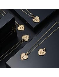 IEFSHINY Heart Initial Necklace for Women - 14K Gold Filled Dainty Heart Pendant Initial Letter Necklaces, Handmade Engraved Alphabet Monogram Necklaces Jewelry Gift Idea for Women Teen Girls