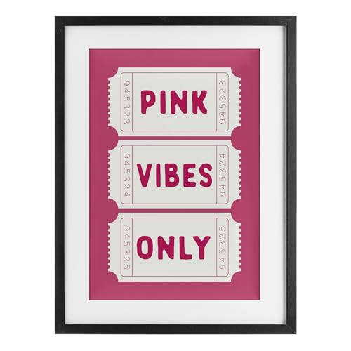 Stupell Industries Pink Vibes Only Tickets Black Framed Print Under Glass, desi…