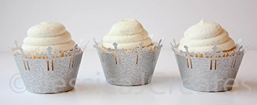Cross Cupcake Wrapper - Glitter Cupcake Wrappers - Baptism - Christening - First Communion - Holy Communion - 12 ct