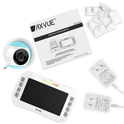 Video Baby Monitor with Remote-Controlled Camera and Clear Large Screen, Two Way Talk, Long Range Connection, No WiFi Needed, Caring for Elder, Home Security Protect by Axvue, Blue, Model E9650-B