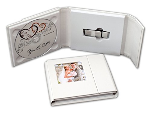 Wedding DVD / USB Case with Window White, Faux Leather