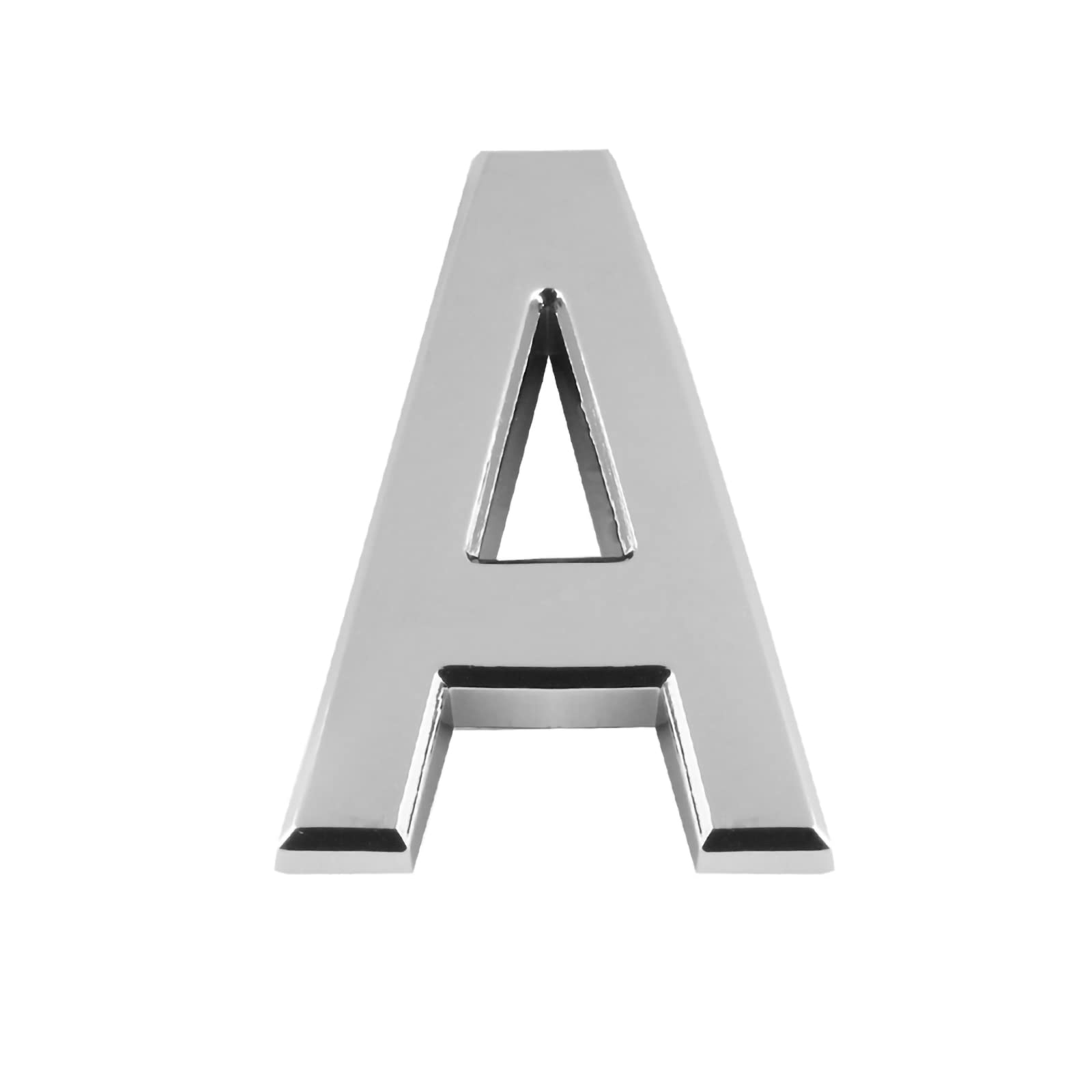 Larcele 1.96inch/5cm Self-Stick Modern House Number ABS Address Numbers Silver Mailbox Number 3 Pieces MPH-04(Letter A)