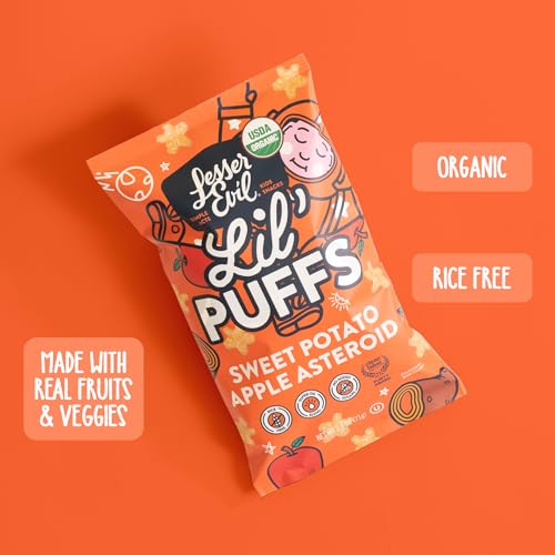 LESSEREVIL ORGANIC SWEET POTATO APPLE LIL’ PUFFS, 2.5 OZ