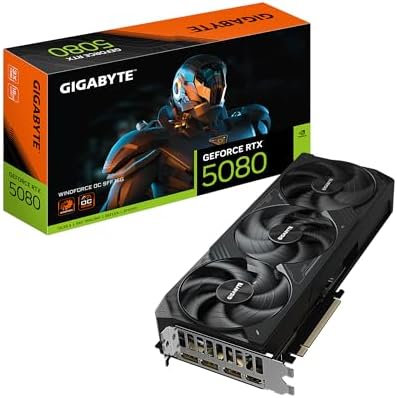GIGABYTE GeForce RTX 5080 WINDFORCE OC SFF 16G Graphics Card, WINDFORCE Cooling System, 16GB 256-bit GDDR7, GV-N5080WF3OC-16GD Video Card