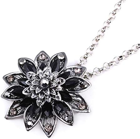 Amazon スーパーヒーロー ブラックダリア フラワーネックレス クリスタルペンダント ギフトジュエリー コスチュームアクセサリー L ブラック おもちゃ おもちゃ