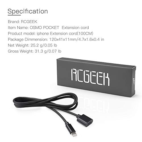 RCstyle Universal OTG Data USB Cable Extension Cord Female Connector Adapter Cable for DJI OSMO Pocket Accessories, 39 Inches