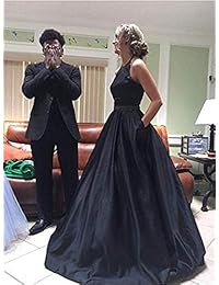 Tsbridal Vestido largo de dama de honor, vestido formal con bolsillos, vestido de fiesta de boda para mujer