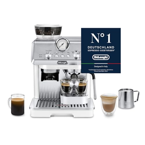 Siebträgermaschine La Specialista Arte EC9155.W, Espressomaschine mit Mahlwerk, 8 Mahlgrade, 15 Bar, 3 Temperaturen, Milchschaumdüse, 1550W, 1,7L Tank, Weiß inkl. Barista-Kit