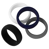Pomê - Silicone Wedding Ring Bands for Men - Stylish & Affordable Silicone Rubber Wedding Rings for Everyday Use & An Active Lifestyle - Set of 4