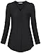 Messic Womens V-Neck Blouses 3/4 Roll-Up Sleeve Button Down Casual Woven Shirt