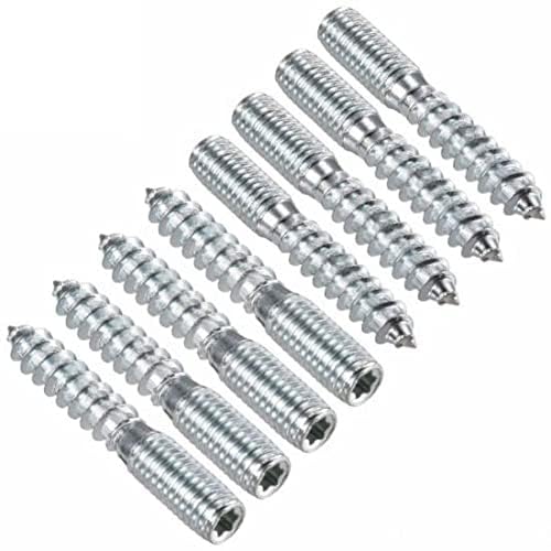 TOP-VIGOR 8Pcs Double Headed Bolts Dowels, M8*70mm Double Ended Screws, Metal Screw Dowels Hanger Bolts for Woodworking Connector Joining Furniture Legs Professional Carpenters DIY