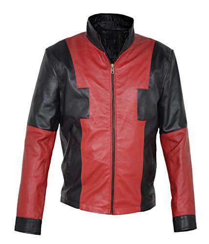 MSHC Men's Deadpool V1 Black & Red Faux Leather Jacket