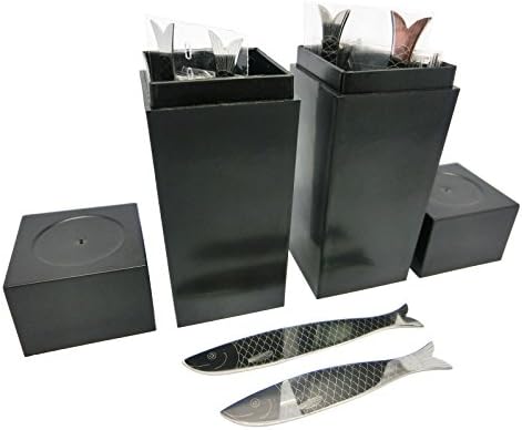 Shang Zun 40 Pcs Fish Design Metal Collar Stays in 2 Black Box, 2.2"/ 2.5"