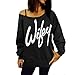 Laimeng, Women Womens Letter Print Loose Sweatshirt Casual Pullover Top + Free Crystal Earrings