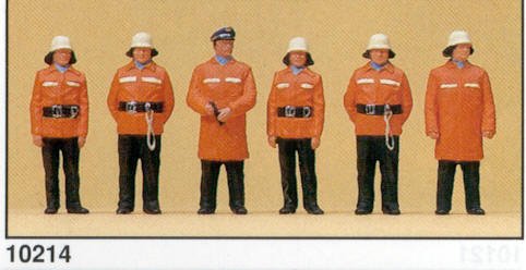 FIREMEN WITH PROTECTIVE GEAR - PREISER HO SCALE MODEL TRAIN FIGURES 10214