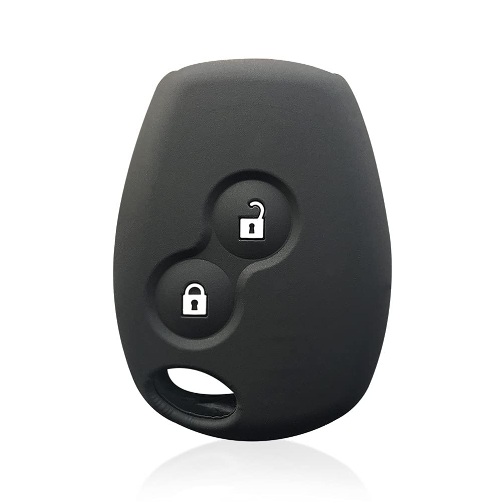 Happyit Car Key Case Cover Silicone for Renault 2 buttons Kangoo Scenic Megane Sandero Captur Twingo Modus Remote Control Cover (black)