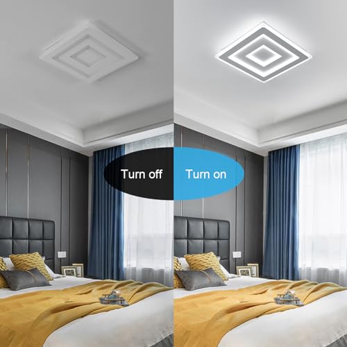 Comely Plafoniera LED Soffitto Quadrata Moderno, 52W 5850LM Lampada da Soffitto LED Moderna Acrilico, Lampadario LED Soffitto Bianco per Camera da Letto, Soggiorno Luce Bianca 6500K, 40cm