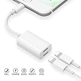 Dual Lightning Adapter Splitter for iPhone 7/7 Plus/8/8 Plus, Worice Lightning to Dual Lightning Headphone Charge Adapter, Support Call Music Charger Sync Data for IOS 10.3 Devices