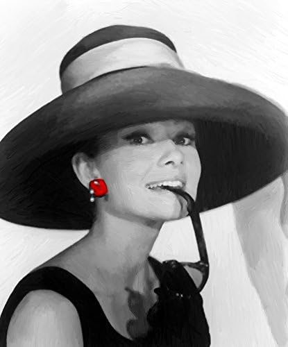 XXL Poster Unique Oil Painting In Black and White Audrey Hepburn Breakfast At Tiffany's 20 x 24