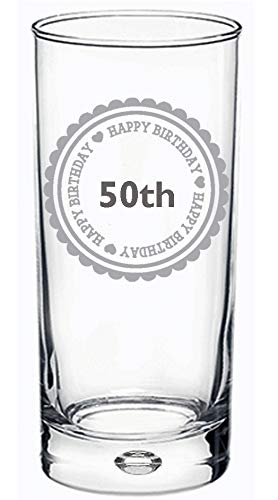 Chris Bag Of Goodies Happy 50th 50 Birthday Engraved Hi Ball Hiball Glass Gifts Present For Men Women Her Him Girls Boys Girl
