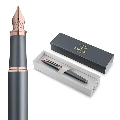 Parker IM Fountain Pen | Finishing Touch Collection | Slate Finish | Fine Nib with Blue Ink Refill | Gift Box