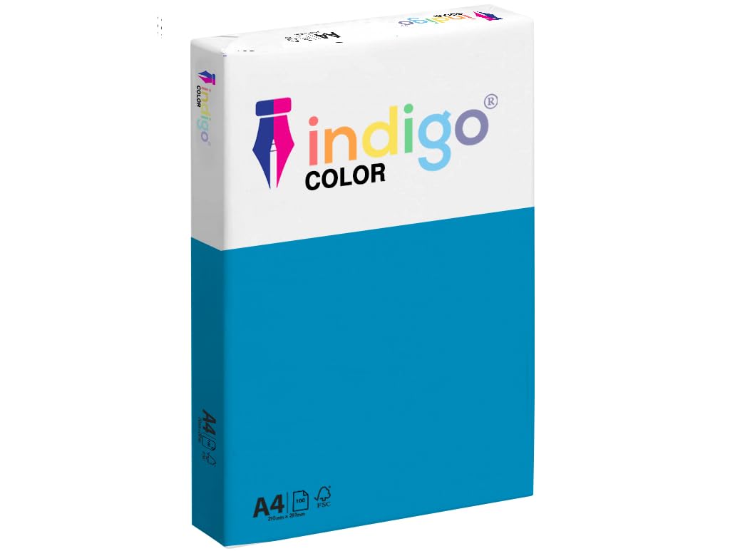 Indigo Color Paper A4 80 GSM Multifuctional Coloured Copier Paper 1 Ream 500 Sheets (Medium Deep Blue)