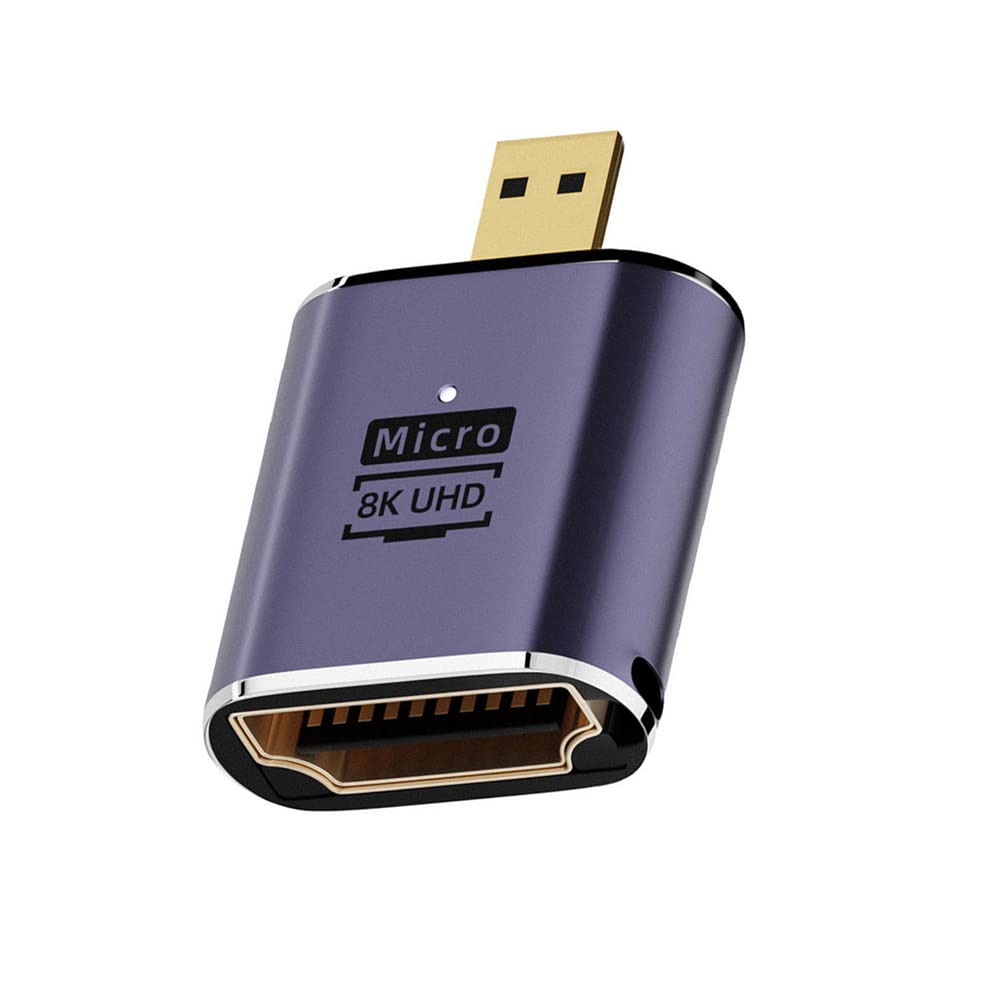 NFHK Micro HDMI Male to HDMI 2.1 Female UHD Extension Gold Converter Adapter Support 8K 60hz HDTV