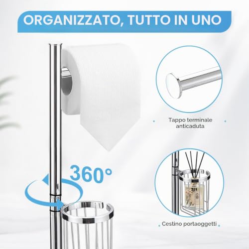 DAZI Stainless Steel Self Standing Toilet Brush with 2 Toilet Brush for Deep Cleaning of the Sink